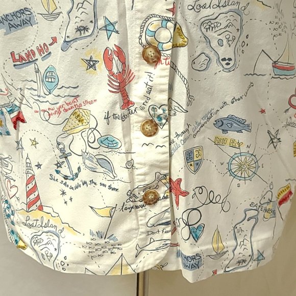 Vtg GRAFF Womens 1X White Nautical Seaside Embellished Button Down Jacket - Picture 5 of 14